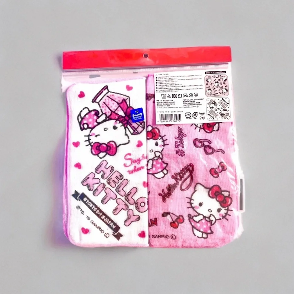 Sanrio Hello Kitty Face Towel Set, Kawaii Pink Japan Exclusive